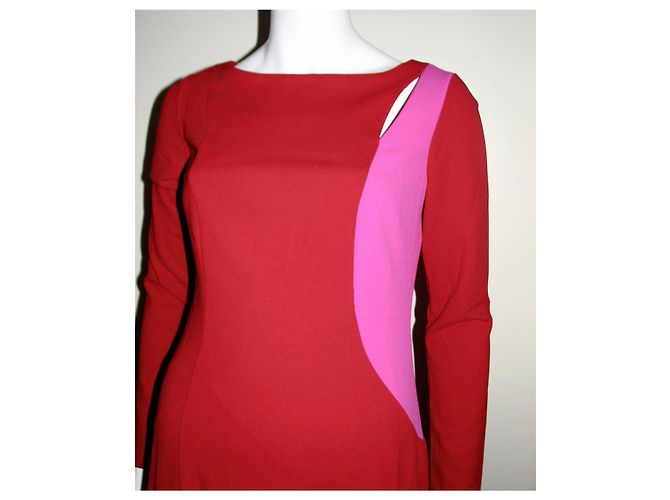 DKNY audace abito tagliato Rosa Rosso - vista 2