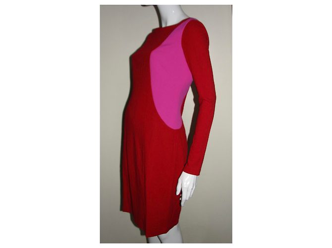 DKNY audace abito tagliato Rosa Rosso - vista 3