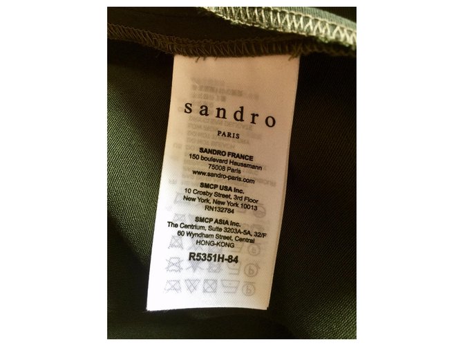 Satinkleid mit Sandro-Gürtel Khaki Olivgrün - Ansicht 7