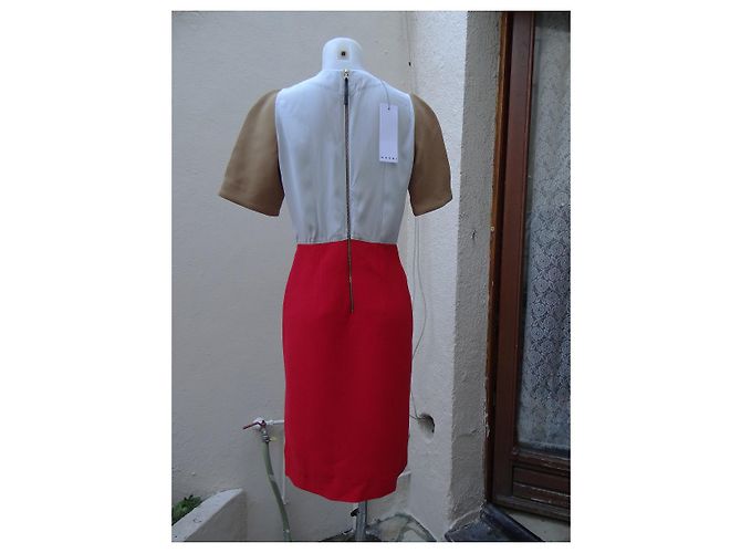 Abito Marni in lana e viscosa rosso beige - vista 5