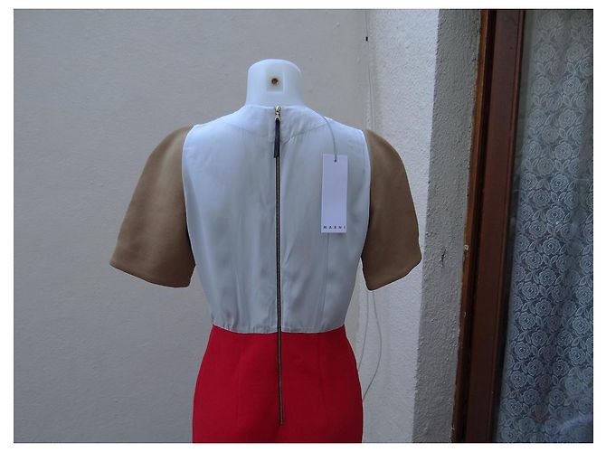 Abito Marni in lana e viscosa rosso beige - vista 6
