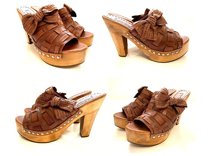Miu Miu Brown Leather Clogs Size 37,5 - view 3