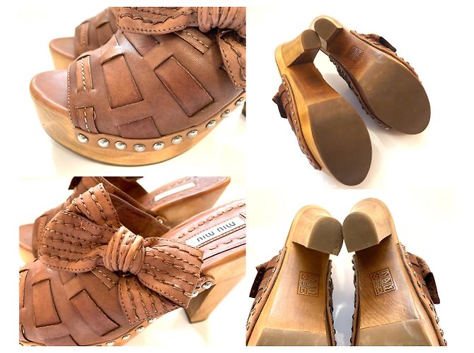 Miu Miu Brown Leather Clogs Size 37,5 - view 6