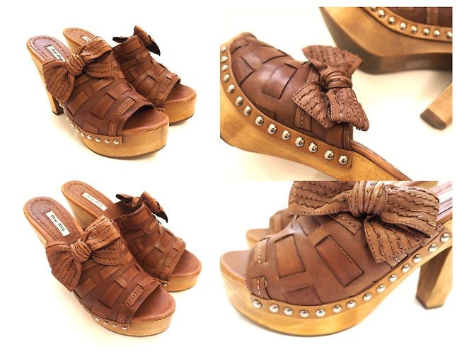 Miu Miu Brown Leather Clogs Size 37,5 - view 7