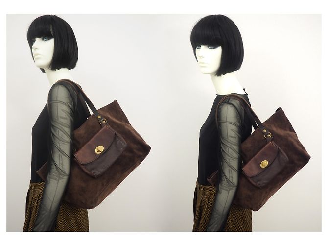 Borsa tote marrone scamosciata cammello Miu MIu - vista 2