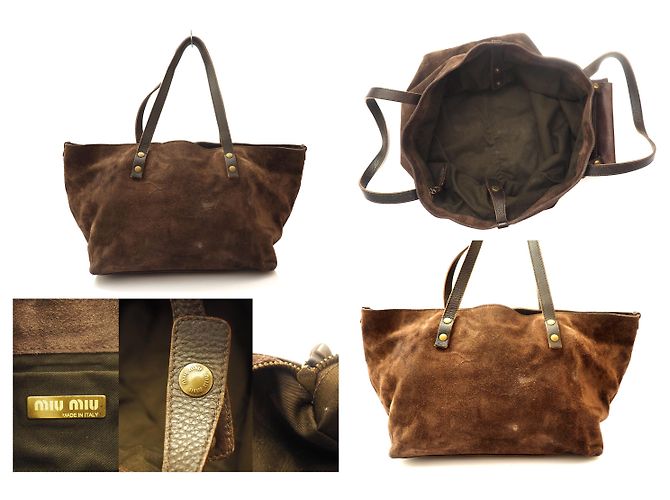 Borsa tote marrone scamosciata cammello Miu MIu - vista 6