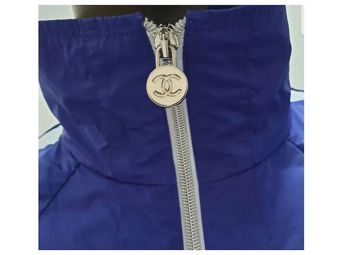 Chanel Logo Sport Suit Sz.36 Branco Azul - vista 3
