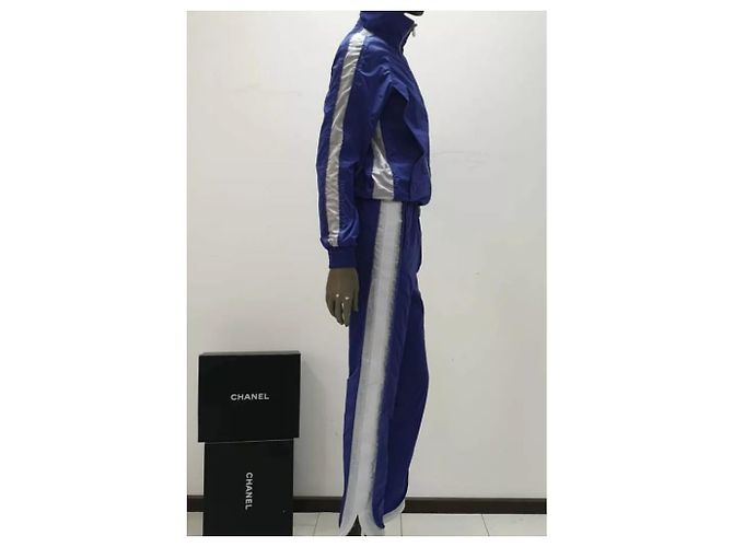 Chanel Logo Sport Suit Sz.36 Branco Azul - vista 4