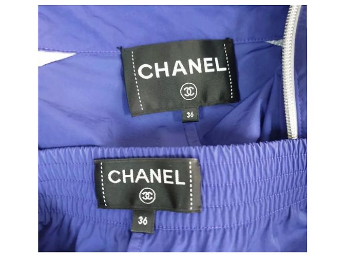 Chanel Logo Sport Suit Sz.36 Branco Azul - vista 9
