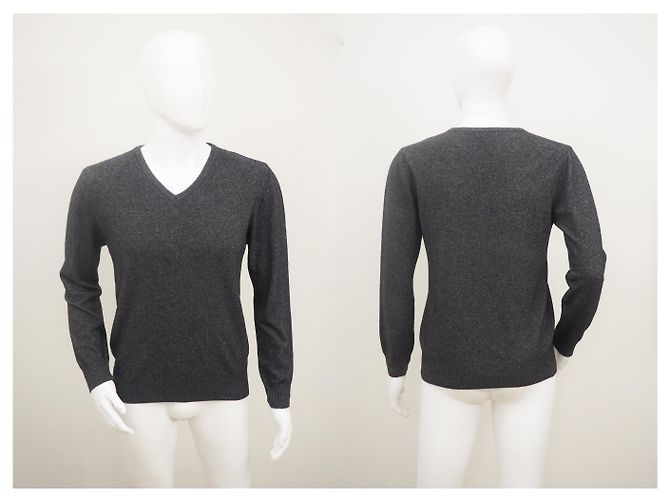 Bertoni 1949 Bertoni Kaschmir Merinowolle Pullover mit V-Ausschnitt Größe L. Grau - Ansicht 4