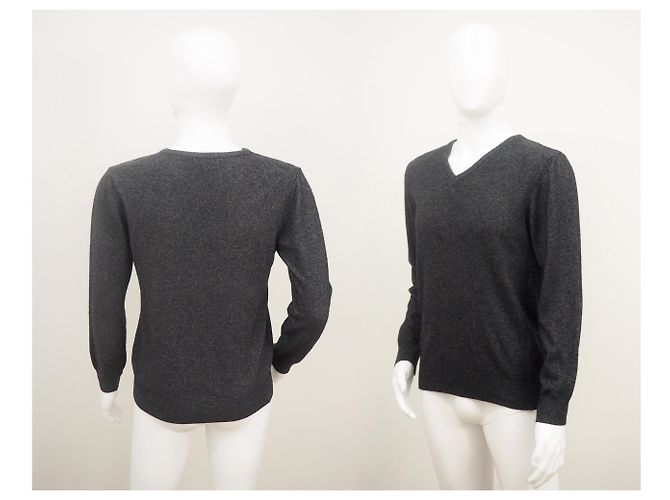 Bertoni 1949 Bertoni Kaschmir Merinowolle Pullover mit V-Ausschnitt Größe L. Grau - Ansicht 5