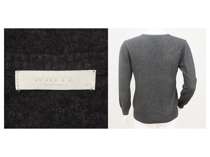 Bertoni 1949 Bertoni Kaschmir Merinowolle Pullover mit V-Ausschnitt Größe L. Grau - Ansicht 7