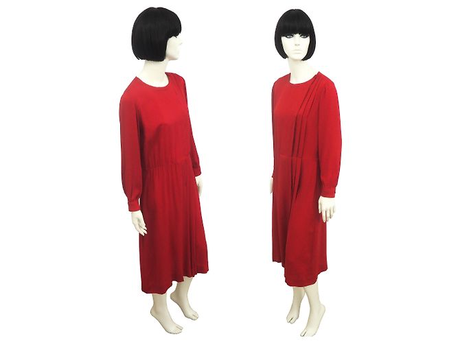Constance Vintage Hermes Hermès Pure Silk Midi Kleid Größe 38 - 40 US Rot - Ansicht 7