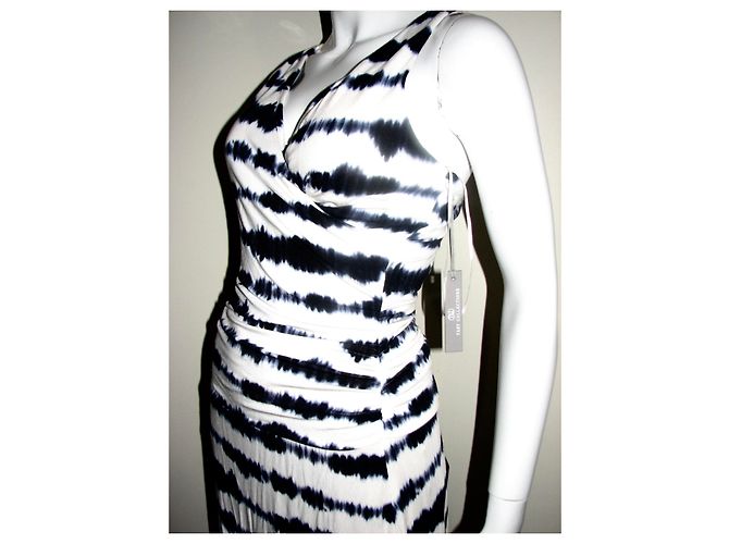 Autre Marque Torten-Sammlung, brandneues Maxikleid Schwarz Weiß Blau - Ansicht 5