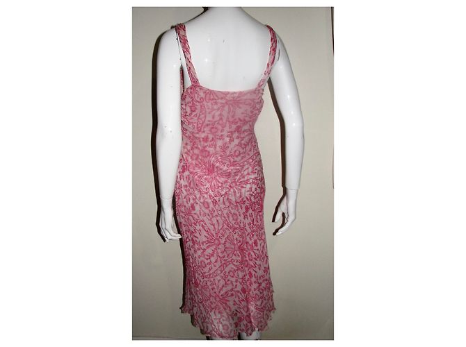 Diane Von Furstenberg DvF Vintage W.. Hollywood Seidenkleid Pink Weiß - Ansicht 3