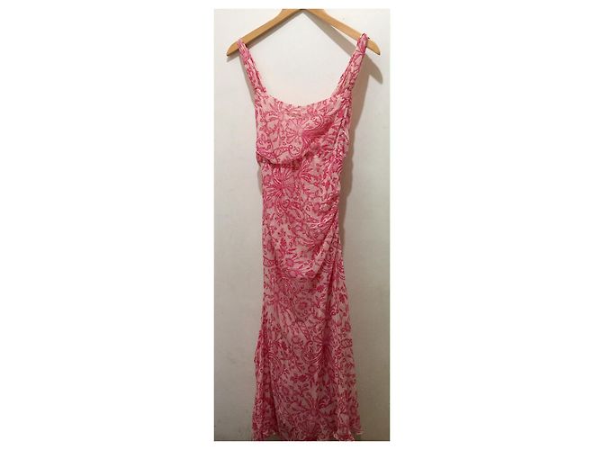 Diane Von Furstenberg DvF Vintage W.. Hollywood Seidenkleid Pink Weiß - Ansicht 6