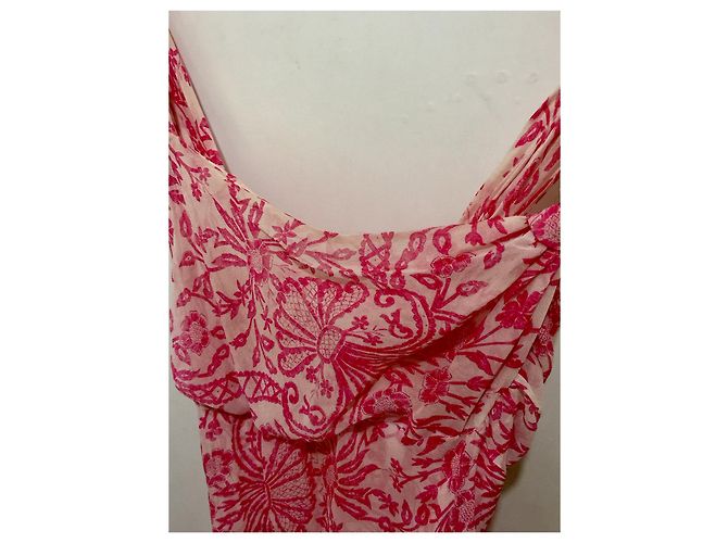 Diane Von Furstenberg DvF Vintage W.. Hollywood Seidenkleid Pink Weiß - Ansicht 7
