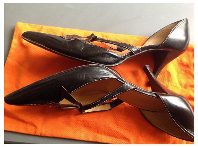 Hermès Pumps aus Lammfell Braun 7cm Absatz Dunkelbraun - Ansicht 7