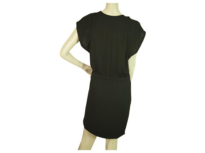 IRO Black Sanyia Cap Sleeves Polyester Jersey Mini Dress size 36 - view 2