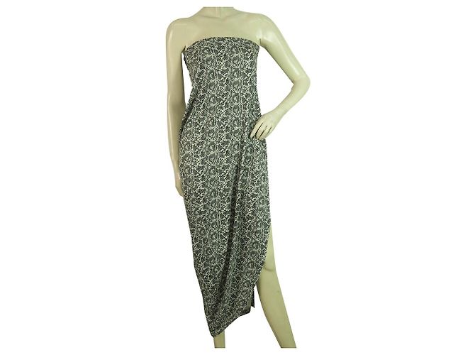 Thakoon Black & White Snake Pattern Maxi saia longa ou vestido sem alças tamanho XS Multicor - vista 3
