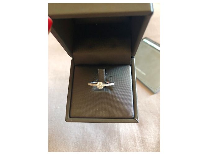 Bague Solitaire Messika Or Blanc Gris Taille 49 - vue 2