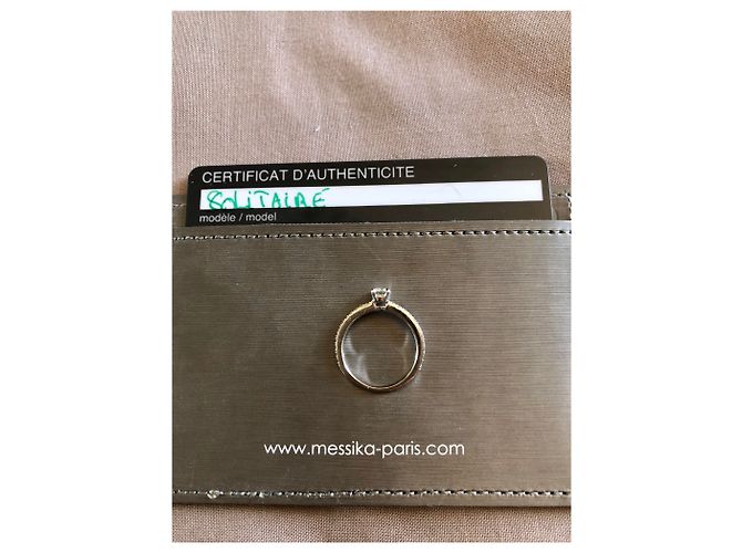 Bague Solitaire Messika Or Blanc Gris Taille 49 - vue 4