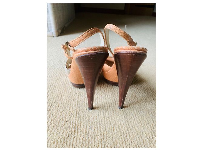 Fendi High Heels Pfirsich Grau Rosa Exotisches Leder Pink Angeln - Ansicht 4