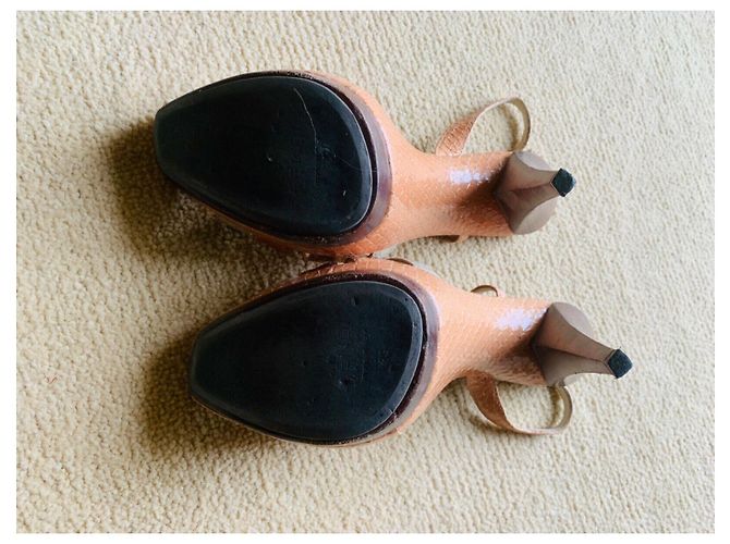 Fendi High Heels Pfirsich Grau Rosa Exotisches Leder Pink Angeln - Ansicht 5