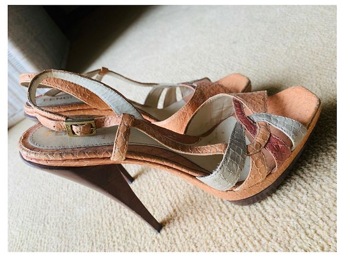 Fendi High Heels Pfirsich Grau Rosa Exotisches Leder Pink Angeln - Ansicht 6