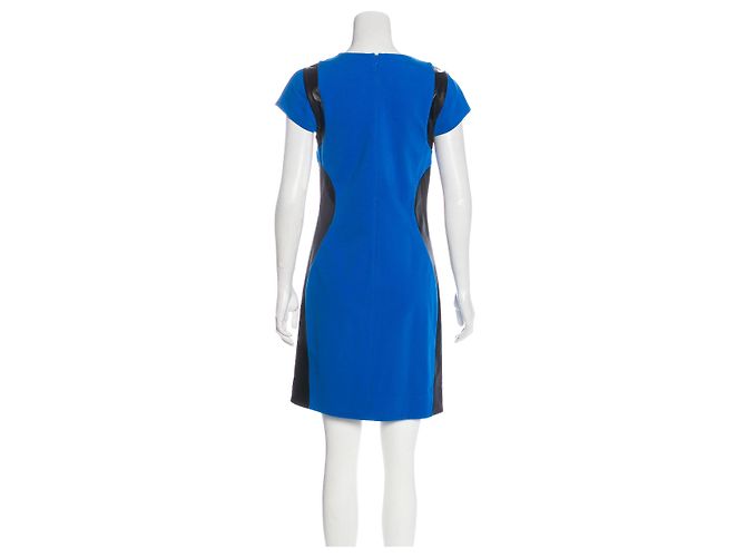 Diane Von Furstenberg Pele-Kleid mit DvF-Lederbesatz Schwarz Blau - Ansicht 3