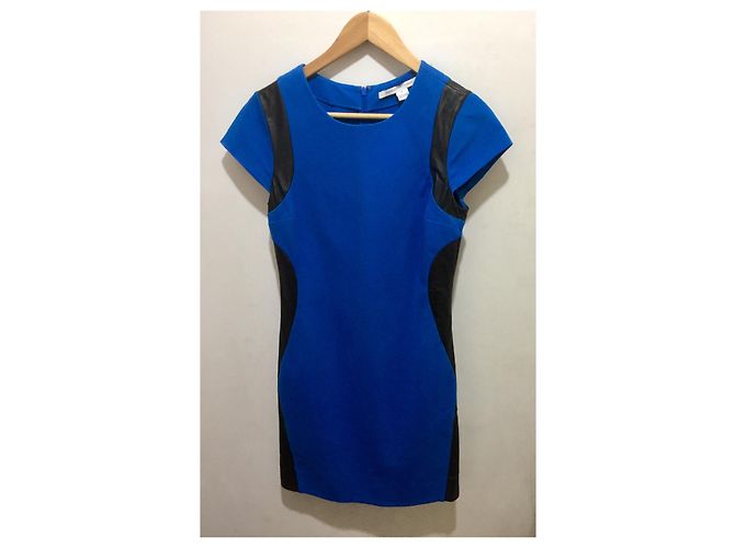 Diane Von Furstenberg Pele-Kleid mit DvF-Lederbesatz Schwarz Blau - Ansicht 4