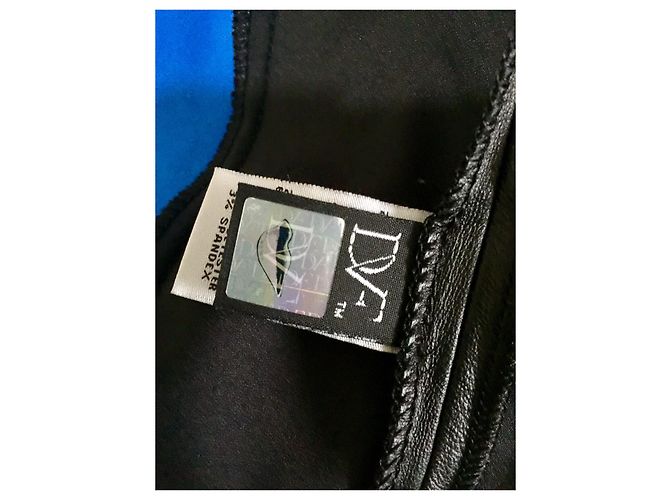 Diane Von Furstenberg Pele-Kleid mit DvF-Lederbesatz Schwarz Blau - Ansicht 6
