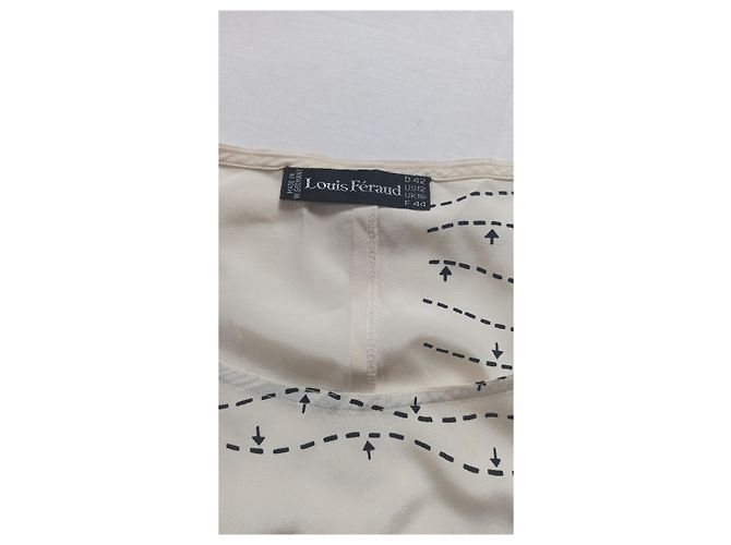 Top sin mangas de seda beige estampado Louis Féraud Negro - vista 4