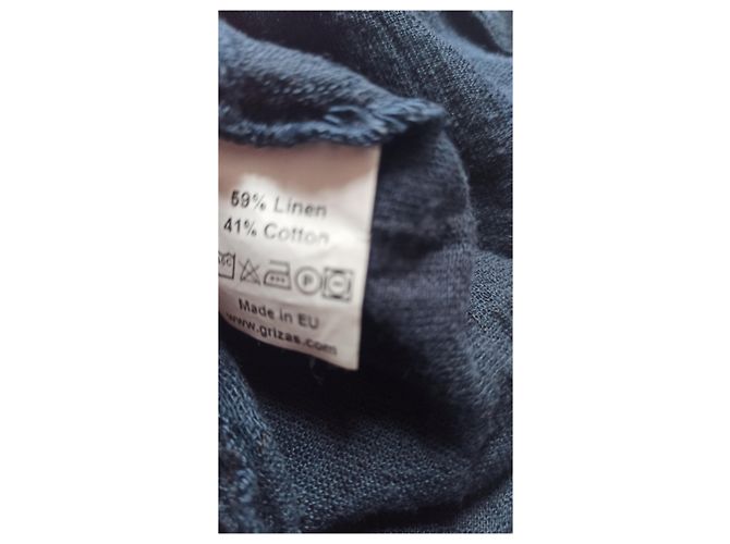 Autre Marque Vestido asimétrico GRIZAS de algodón y lino azul XL Azul marino - vista 3