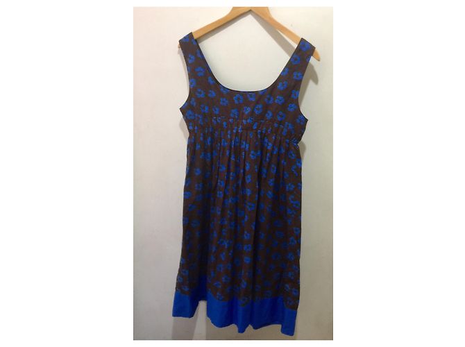 Toast Empire Kleid mit Blumenmuster Braun Blau - Ansicht 2