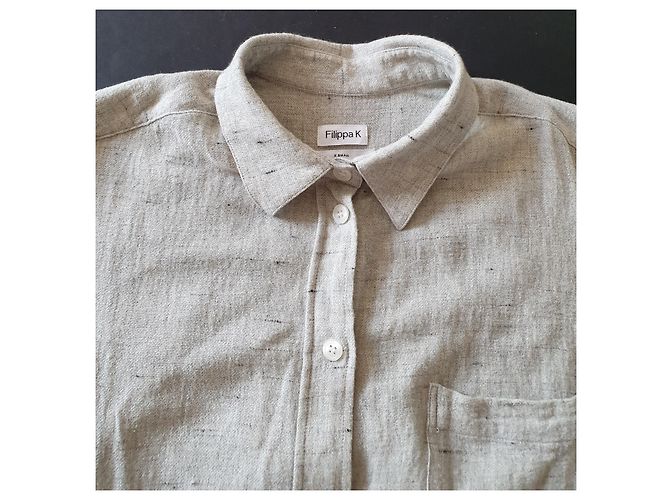 Filippa K Hemd Grau Baumwolle Wolle Viskose XS - Ansicht 4