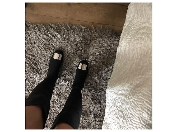 Dior 61 Cuissarde Botas altas de cuero negro - vista 11