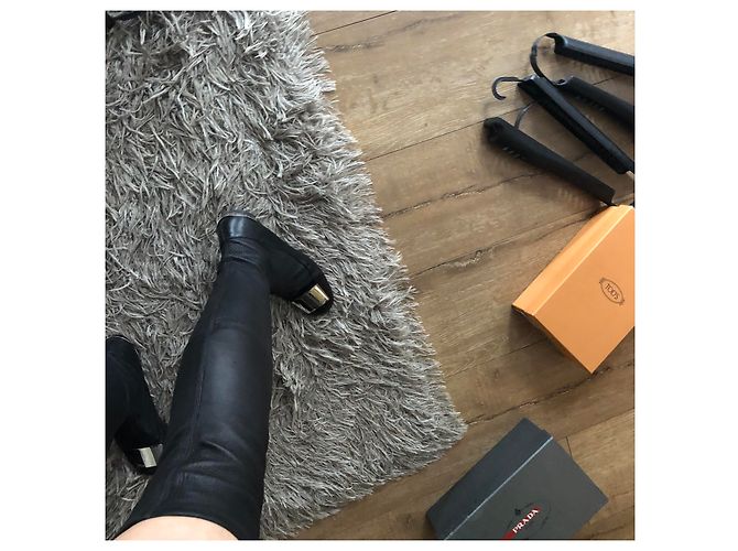 Dior 61 Cuissarde Botas altas de cuero negro - vista 12
