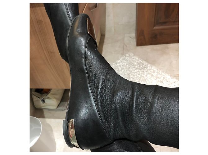 Dior 61 Cuissarde Botas altas de cuero negro - vista 14