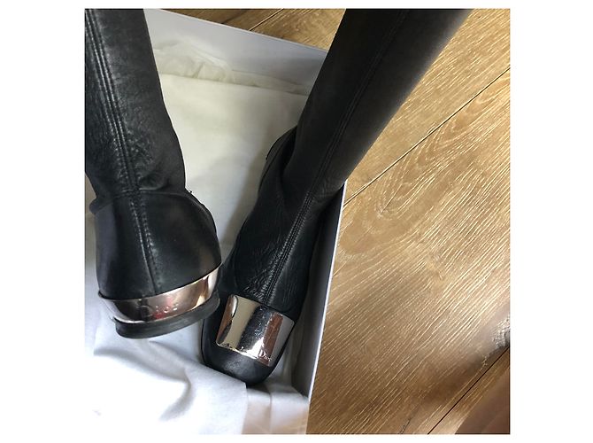 Dior 61 Cuissarde Botas altas de cuero negro - vista 3