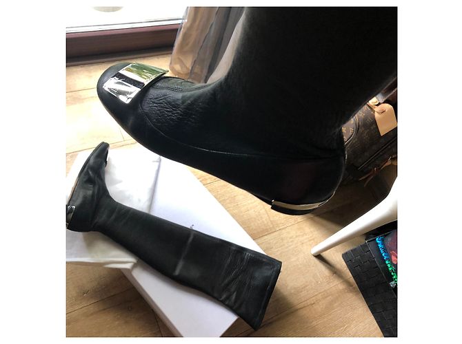 Dior 61 Cuissarde Botas altas de cuero negro - vista 7