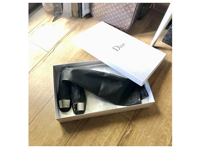 Dior 61 Cuissarde Botas altas de cuero negro - vista 9