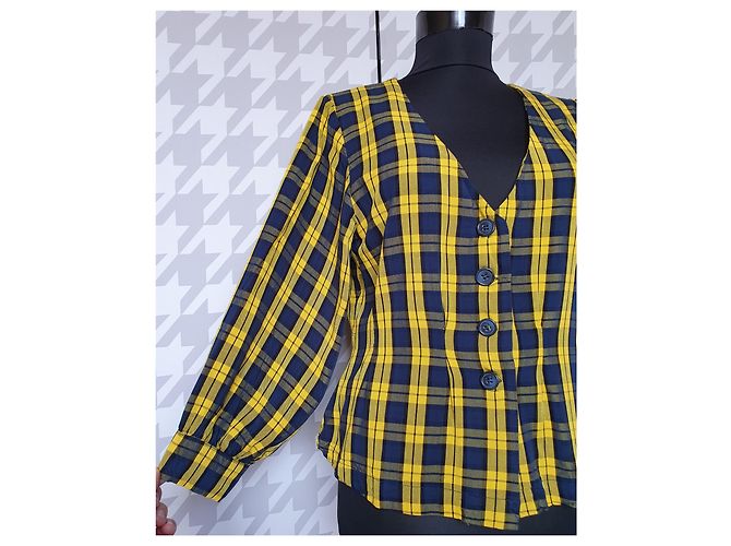 Top Envii in viscosa blu e giallo Multicolore - vista 2