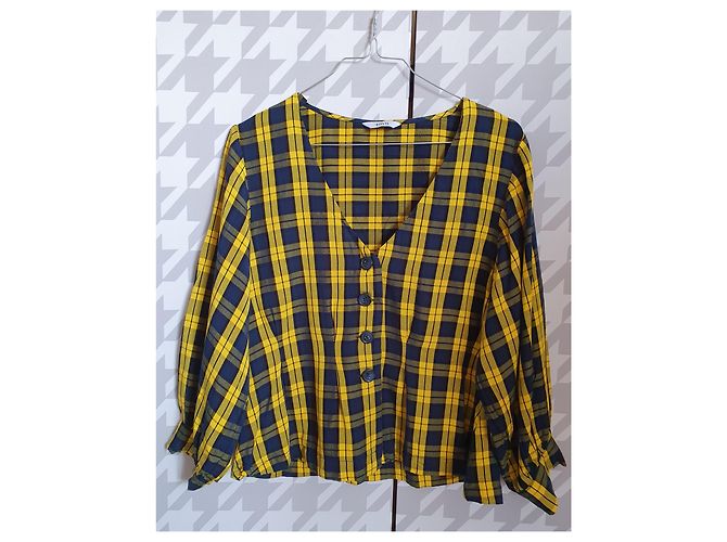 Top Envii in viscosa blu e giallo Multicolore - vista 4