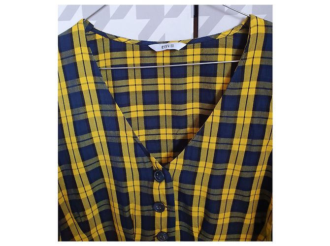 Top Envii in viscosa blu e giallo Multicolore - vista 5