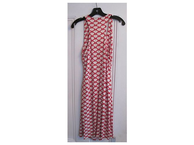 Diane Von Furstenberg DvF Ledicia Vintage Seidenkleid Weiß Rot - Ansicht 2