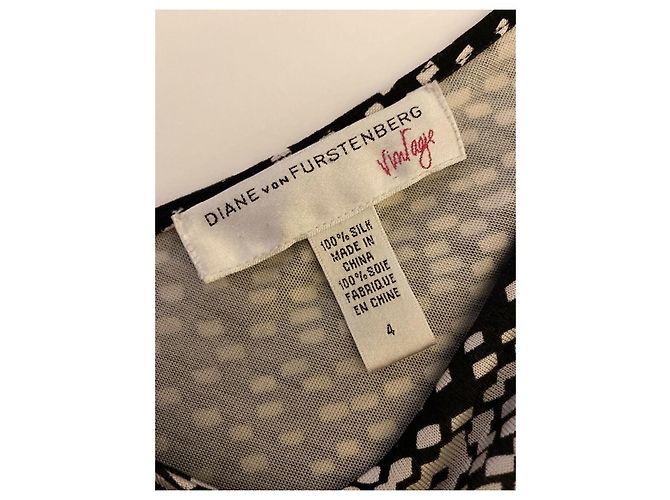 Diane Von Furstenberg Vestido de seda DvF Tarelle Negro Blanco - vista 4