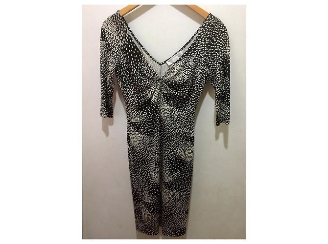 Diane Von Furstenberg Vestido de seda DvF Tarelle Negro Blanco - vista 5