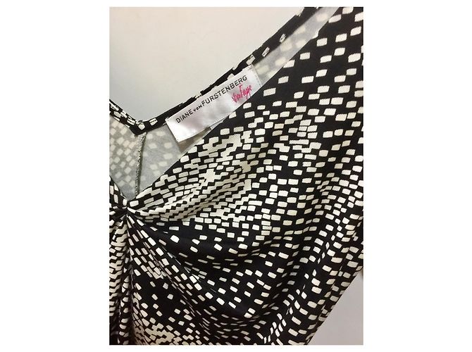 Diane Von Furstenberg Vestido de seda DvF Tarelle Negro Blanco - vista 8