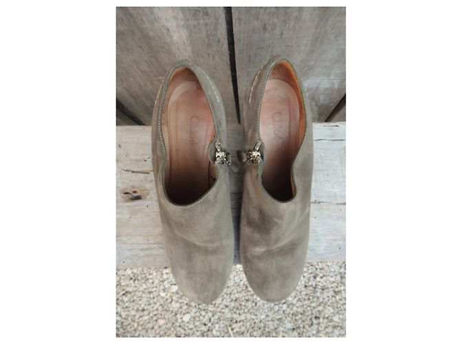 Stivaletti Chloé in scamosciato taupe taglia 38 - vista 5